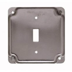 4 in. W Steel Metallic 2-Gang Exposed Work Square Cover for 1 Toggle Switch, 1-Pack by RACO