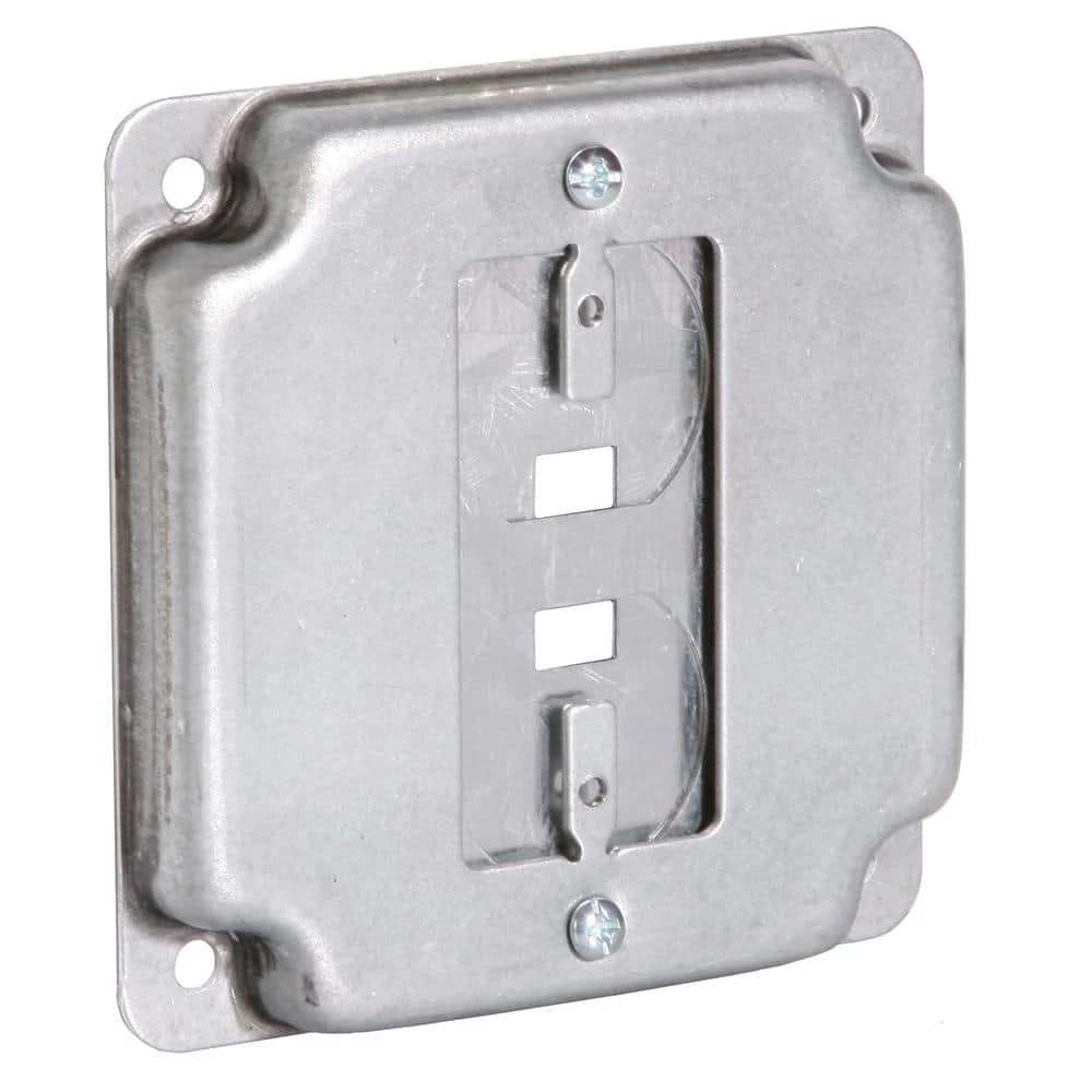4 in. W Galv. Steel Gray 1-Gang Single-Device Universal Exposed Work Square Cover with 3-in-1 Plates, 1-Pack by RACO 3 4 in. W Galv. Steel Gray 1-Gang Single-Device Universal Exposed Work Square Cover with 3-in-1 Plates, 1-Pack by RACO