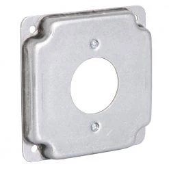 4 in. W Steel Metallic 1-Gang Exposed Work Square Cover for 1.62 in. dia. 20A Round Receptacle, 1-Pack by RACO