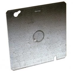 4-11/16 in. W Galv. Steel Gray Flat Square Cover with 1/2 in. KO in Center, 1-Pack by RACO
