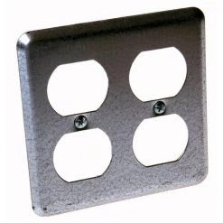 4 in. W Steel Metallic 2-Gang 2-Device Duplex Receptacle Wall Plate, 1-Pack by RACO
