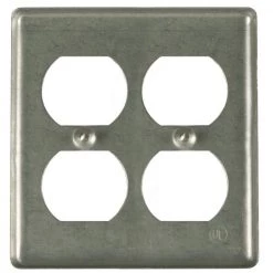 4 in. W Steel Metallic 2-Gang 2-Device Duplex Receptacle Wall Plate, 1-Pack by RACO -Legrand Sales raco covers 873 66 1000