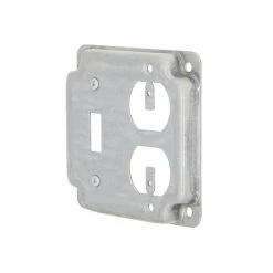 4 in. W Steel Metallic 2-Gang Exposed Work Square Cover for 1 Toggle Switch and 1 Duplex Outlet, 1-Pack by RACO -Legrand Sales raco covers 906c 4f 1000
