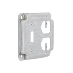 4 in. W Steel Metallic 2-Gang Exposed Work Square Cover for 1 Toggle Switch and 1 Duplex Outlet, 1-Pack by RACO -Legrand Sales raco covers 906c c3 1000