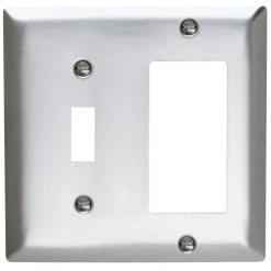 Pass & Seymour 430S/S 2 Gang 1 Toggle 1 Decorator/Rocker Wall Plate, Stainless Steel (1-Pack) by Legrand