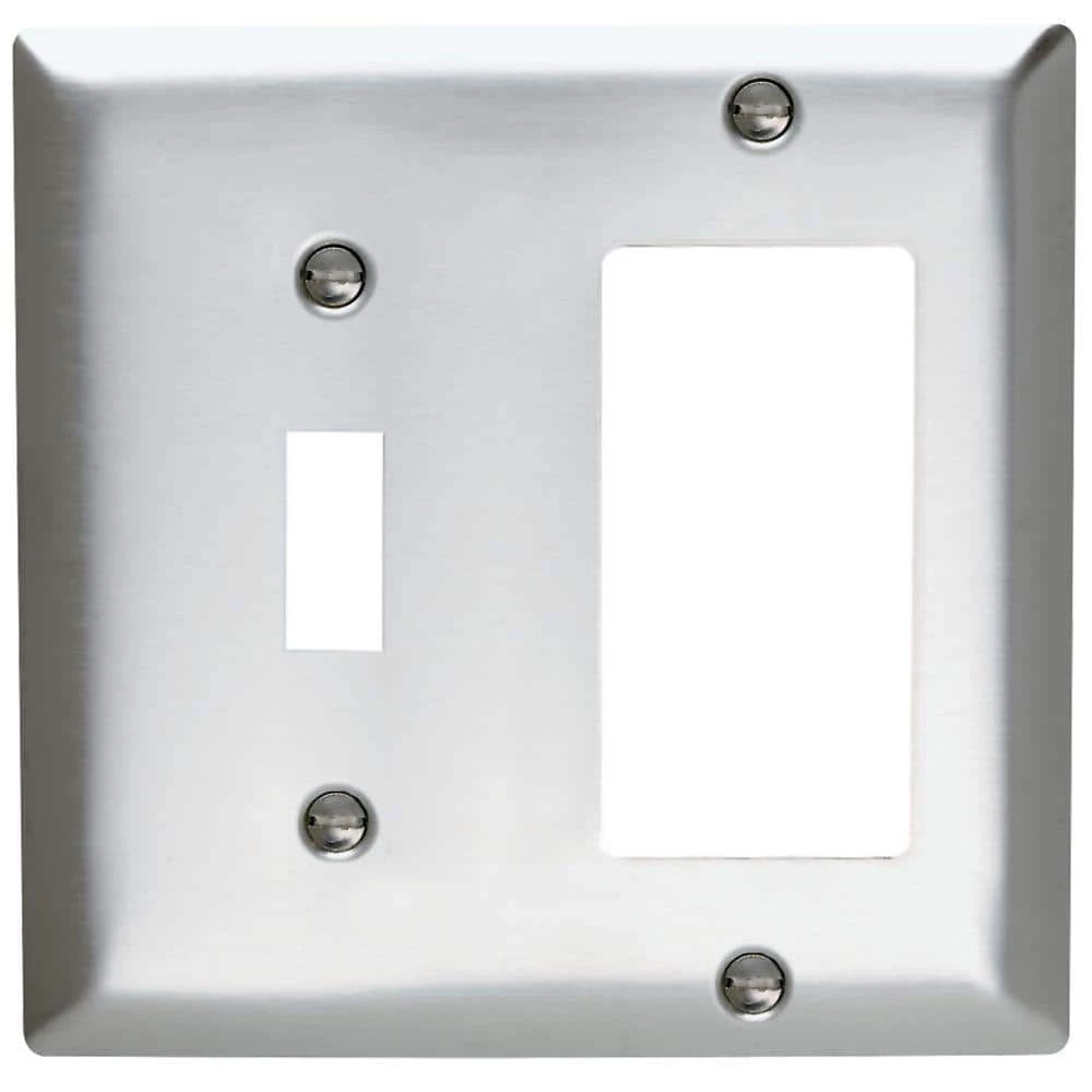 Pass & Seymour 430S/S 2 Gang 1 Toggle 1 Decorator/Rocker Wall Plate, Stainless Steel (1-Pack) by Legrand 3 Pass & Seymour 430S/S 2 Gang 1 Toggle 1 Decorator/Rocker Wall Plate, Stainless Steel (1-Pack) by Legrand