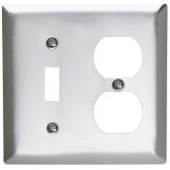 Pass & Seymour 430S/S 2 Gang 1 Toggle 1 Duplex Wall Plate, Stainless Steel (1-Pack) by Legrand