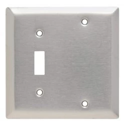Pass & Seymour 302/304 S/S 2 Gang 1 Toggle 1 Box Mount Blank Wall Plate, Stainless Steel (1-Pack) by Legrand