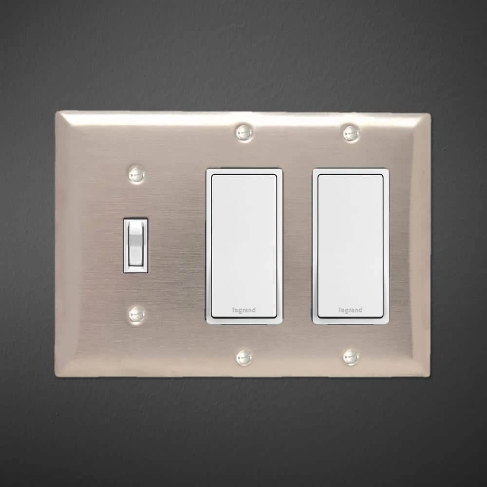 Pass & Seymour 302/304 S/S 3 Gang 1 Toggle 2 Decorator/Rocker Wall Plate, Stainless Steel (1-Pack) by Legrand 4 Pass & Seymour 302/304 S/S 3 Gang 1 Toggle 2 Decorator/Rocker Wall Plate, Stainless Steel (1-Pack) by Legrand - Image 2