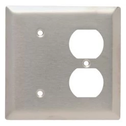 Pass & Seymour 302/304 S/S 2 Gang 1 Duplex 1 Strap Mount Blank Wall Plate, Stainless Steel (1-Pack) by Legrand