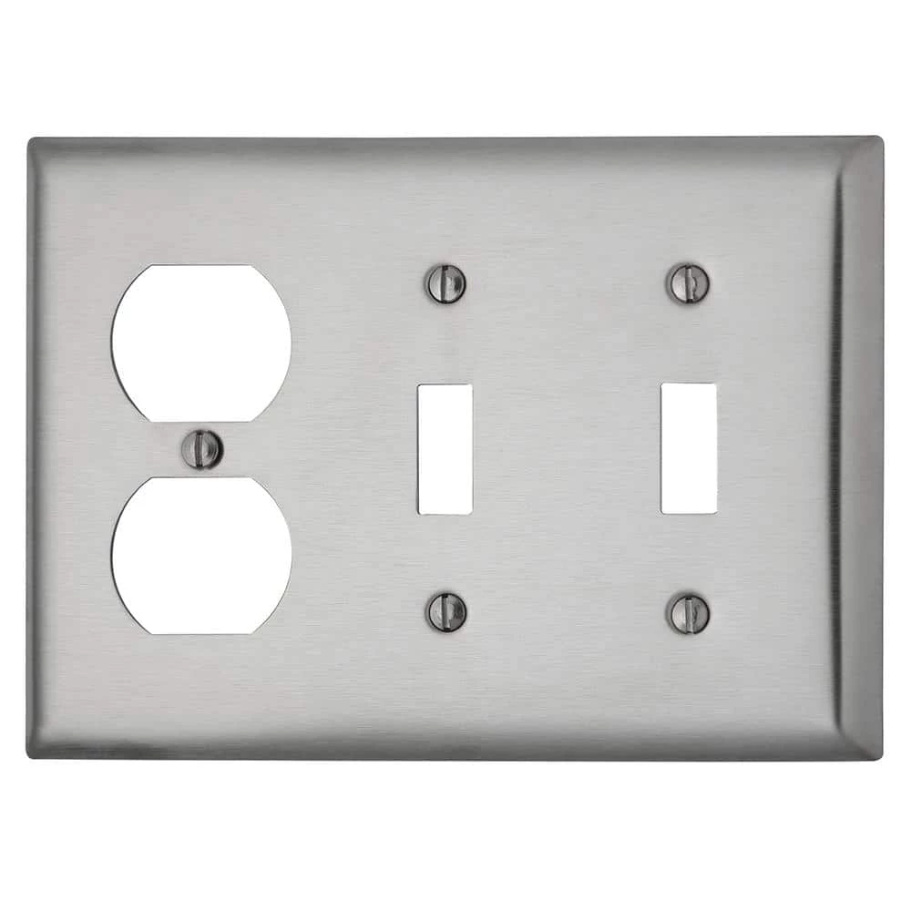 Pass & Seymour 302/304 S/S 3 Gang 2 Toggle 1 Duplex Wall Plate, Stainless Steel (1-Pack) by Legrand 3 Pass & Seymour 302/304 S/S 3 Gang 2 Toggle 1 Duplex Wall Plate, Stainless Steel (1-Pack) by Legrand