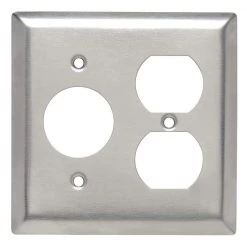 Pass & Seymour 302/304 S/S 2 Gang 1 Single Outlet 1 Duplex Wall Plate, Stainless Steel (1-Pack) by Legrand