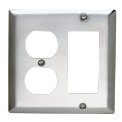 Pass & Seymour 302/304 S/S 2 Gang 1 Duplex 1 Decorator/Rocker Wall Plate, Stainless Steel (1-Pack) by Legrand