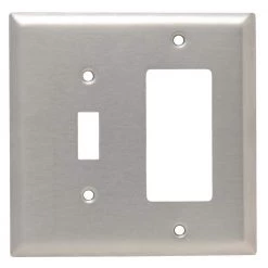 Pass & Seymour 302/304 S/S 2 Gang 1 Toggle 1 Decorator/Rocker Jumbo Wall Plate, Stainless Steel (1-Pack) by Legrand