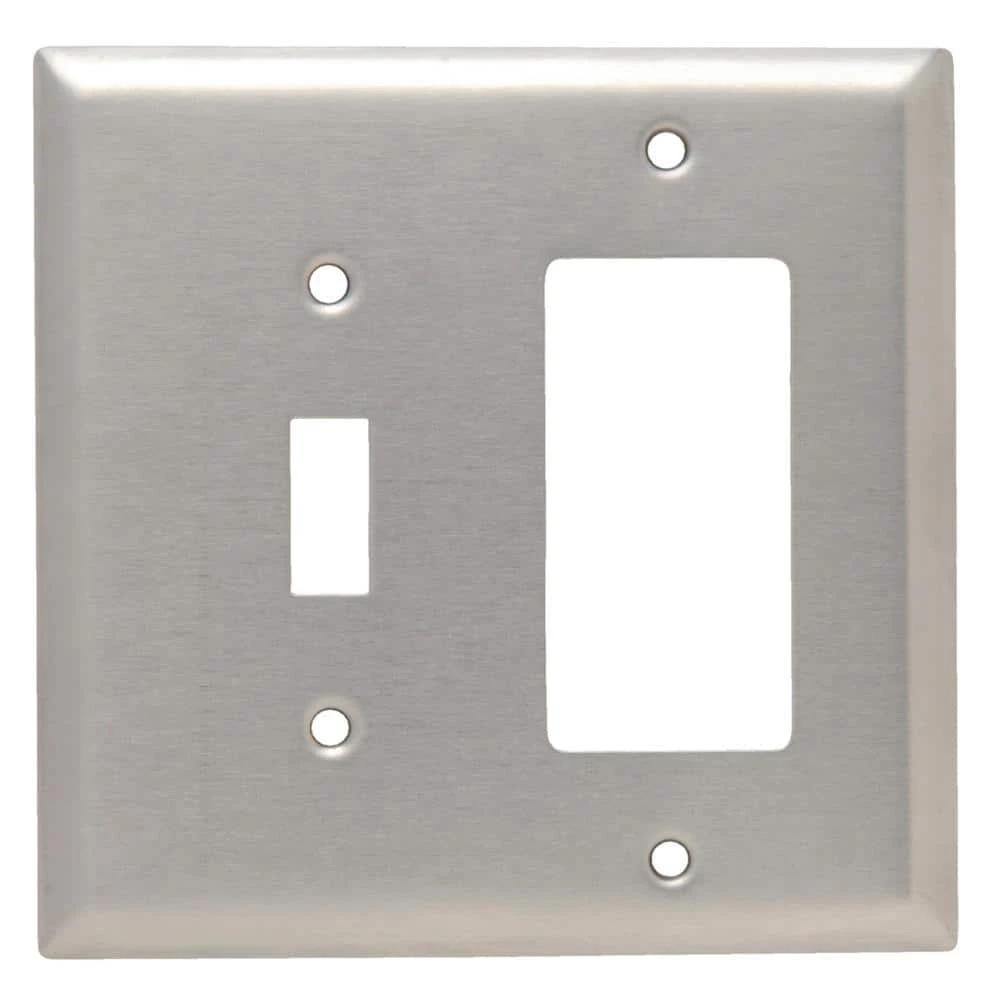 Pass & Seymour 302/304 S/S 2 Gang 1 Toggle 1 Decorator/Rocker Jumbo Wall Plate, Stainless Steel (1-Pack) by Legrand 3 Pass & Seymour 302/304 S/S 2 Gang 1 Toggle 1 Decorator/Rocker Jumbo Wall Plate, Stainless Steel (1-Pack) by Legrand