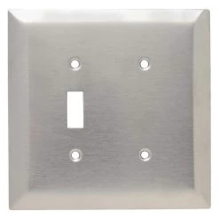 Pass & Seymour 302/304 S/S 2 Gang 1 Toggle 1 Strap Mounted Blank Oversized Wall Plate, Stainless Steel (1-Pack) by Legrand