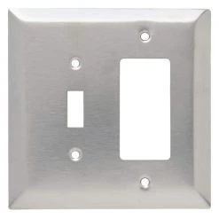 Pass & Seymour 302/304 S/S 2 Gang 1 Toggle 1 Decorator/Rocker Oversized Wall Plate, Stainless Steel (1-Pack) by Legrand