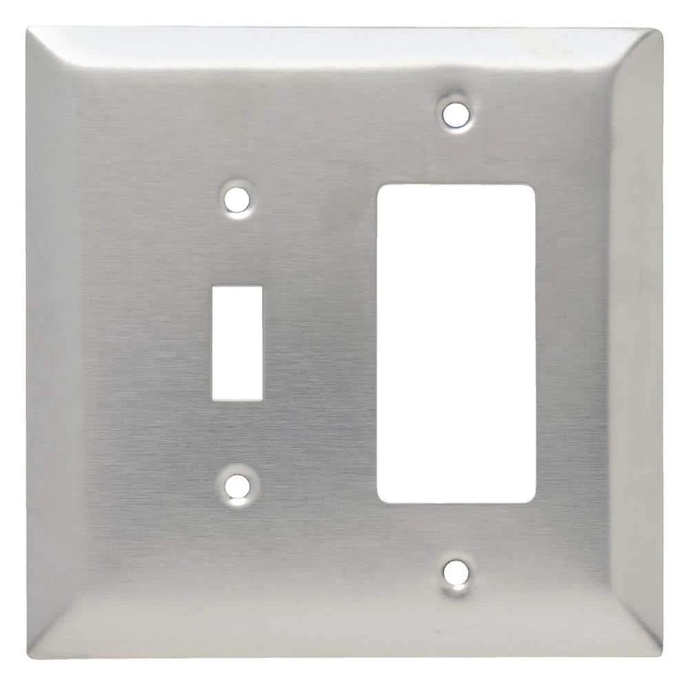 Pass & Seymour 302/304 S/S 2 Gang 1 Toggle 1 Decorator/Rocker Oversized Wall Plate, Stainless Steel (1-Pack) by Legrand 3 Pass & Seymour 302/304 S/S 2 Gang 1 Toggle 1 Decorator/Rocker Oversized Wall Plate, Stainless Steel (1-Pack) by Legrand