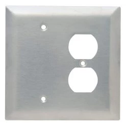 Pass & Seymour 302/304 S/S 2 Gang 1 Box Mounted Blank 1 Duplex Oversized Wall Plate, Stainless Steel (1-Pack) by Legrand