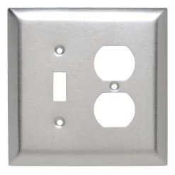 Pass & Seymour 302/304 S/S 2 Gang 1 Toggle 1 Duplex Oversized Wall Plate, Stainless Steel (1-Pack) by Legrand