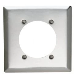 Pass & Seymour 302/304 S/S 2 Gang 1 Single Power Outlet 2.375-in. Hole Wall Plate, Stainless Steel (1-Pack) by Legrand