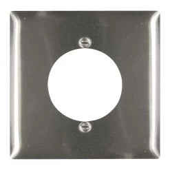 Pass & Seymour 302/304 S/S 2 Gang 1 Single Power Outlet 2.313-in. Hole Wall Plate, Stainless Steel (1-Pack) by Legrand