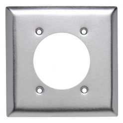 Pass & Seymour 302/304 S/S 2 Gang 1 Single Power Outlet 2.281-in. Hole Wall Plate, Stainless Steel (1-Pack) by Legrand
