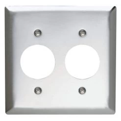 Pass & Seymour 302/304 S/S 2 Gang 2 Single Receptacle Wall Plate, Stainless Steel (1-Pack) by Legrand