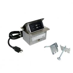 DeQuorum Pop Up Countertop Box with 15 Amp USB Charging Tamper Resistant Receptacle and 6 ft. Cord, Stainless Steel by Legrand