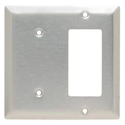 Pass & Seymour 302/304 S/S 2 Gang 1 Decorator/Rocker 1 Strap Mount Blank Wall Plate, Stainless Steel (1-Pack) by Legrand