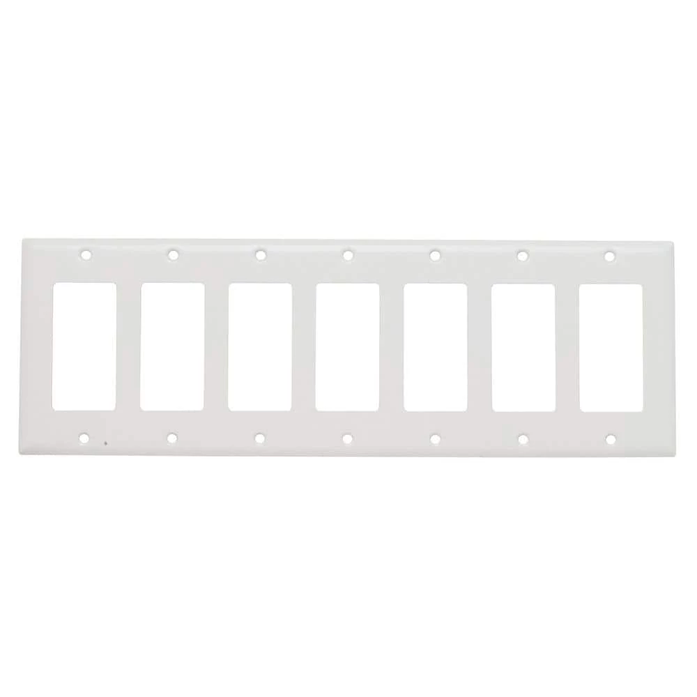 Pass & Seymour 302/304 S/S 7 Gang 7 Decorator/Rocker Wall Plate, Painted White (1-Pack) by Legrand 3 Pass & Seymour 302/304 S/S 7 Gang 7 Decorator/Rocker Wall Plate, Painted White (1-Pack) by Legrand