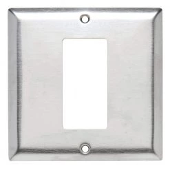 Pass & Seymour 302/304 S/S 2 Gang 1 Decorator/Rocker Wall Plate, Stainless Steel (1-Pack) by Legrand