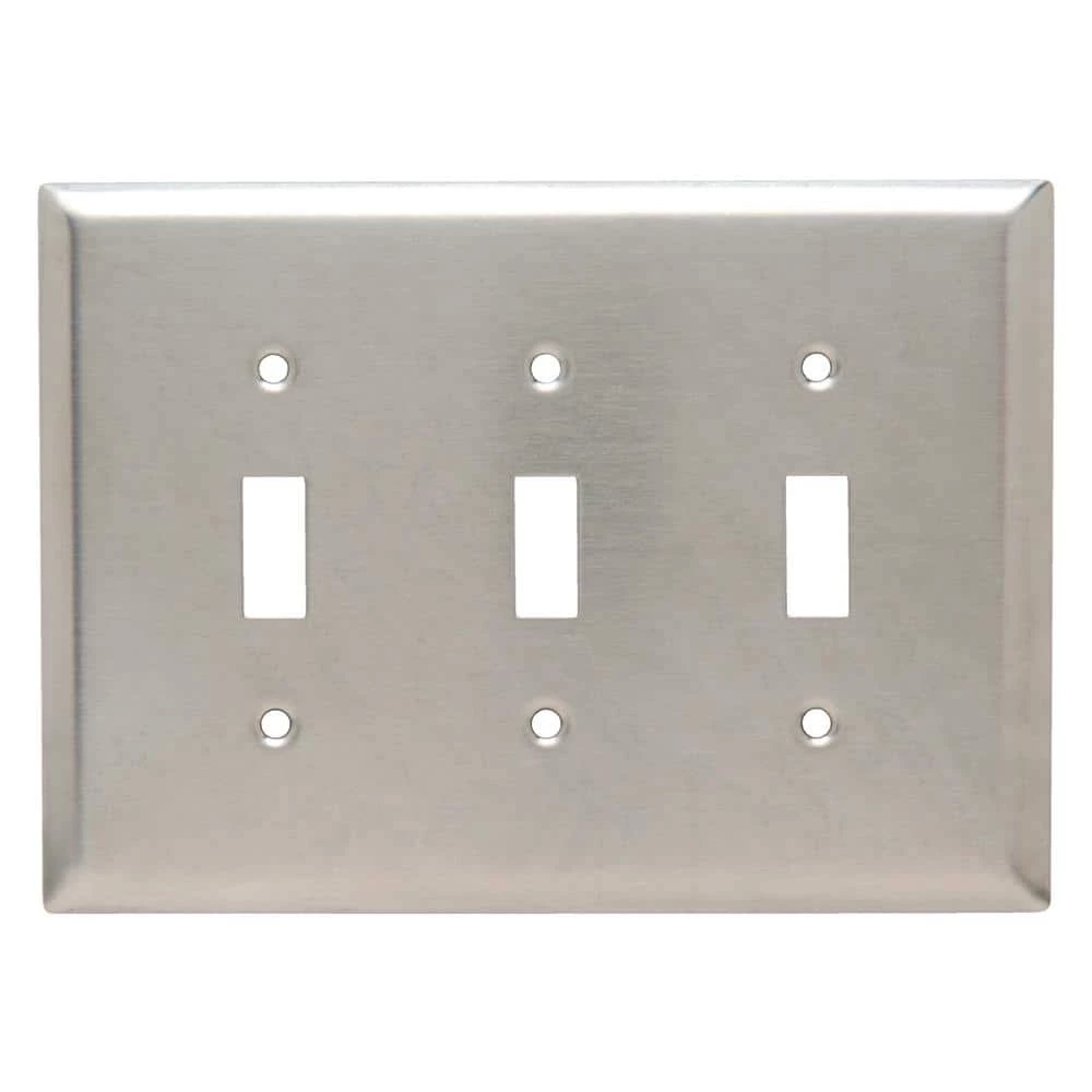 Pass & Seymour 302/304 S/S 3 Gang 3 Toggle Jumbo Wall Plate, Stainless Steel (1-Pack) by Legrand 3 Pass & Seymour 302/304 S/S 3 Gang 3 Toggle Jumbo Wall Plate, Stainless Steel (1-Pack) by Legrand