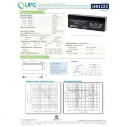 12-Volt 2.2 Ah F1 Terminal Sealed Lead Acid (SLA) AGM Terminal Rechargeable Battery by UPG -Legrand Sales upg 12v batteries ub1222 c3 1000