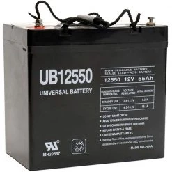 12-Volt 55 Ah (+ on left) I4 Terminal Sealed Lead Acid (SLA) Rechargeable AGM Battery by UPG