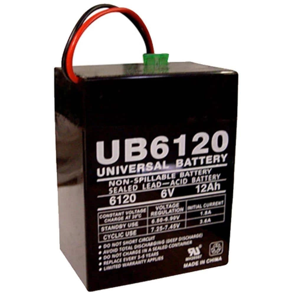 6-Volt 12 Ah Wire Lead With P2 Terminal Sealed Lead Acid (SLA) AGM Rechargeable Battery by UPG 3 6-Volt 12 Ah Wire Lead With P2 Terminal Sealed Lead Acid (SLA) AGM Rechargeable Battery by UPG