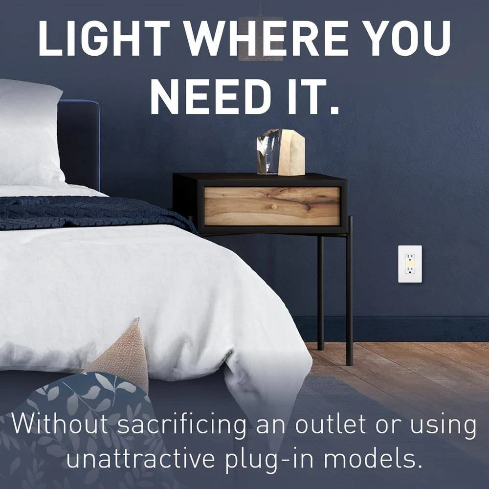 Radiant 15 Amp 125-Volt Tamper Resistant Amber Night Light Decorator Duplex Outlet, White by Legrand 5 Radiant 15 Amp 125-Volt Tamper Resistant Amber Night Light Decorator Duplex Outlet, White by Legrand - Image 3