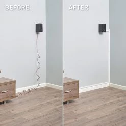 Wiremold CornerMate Cord Cover 8 ft. Kit, Corner Cord Hider for Home or Office, Holds 3 Cables, White by Legrand -Legrand Sales white legrand cable raceways c403 c3 1000