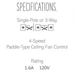 Adorne Paddle 1.6 Amp 4-Speed Fan Control, White by Legrand -Legrand Sales white legrand ceiling fan switches aafn4s16aw4 44 1000