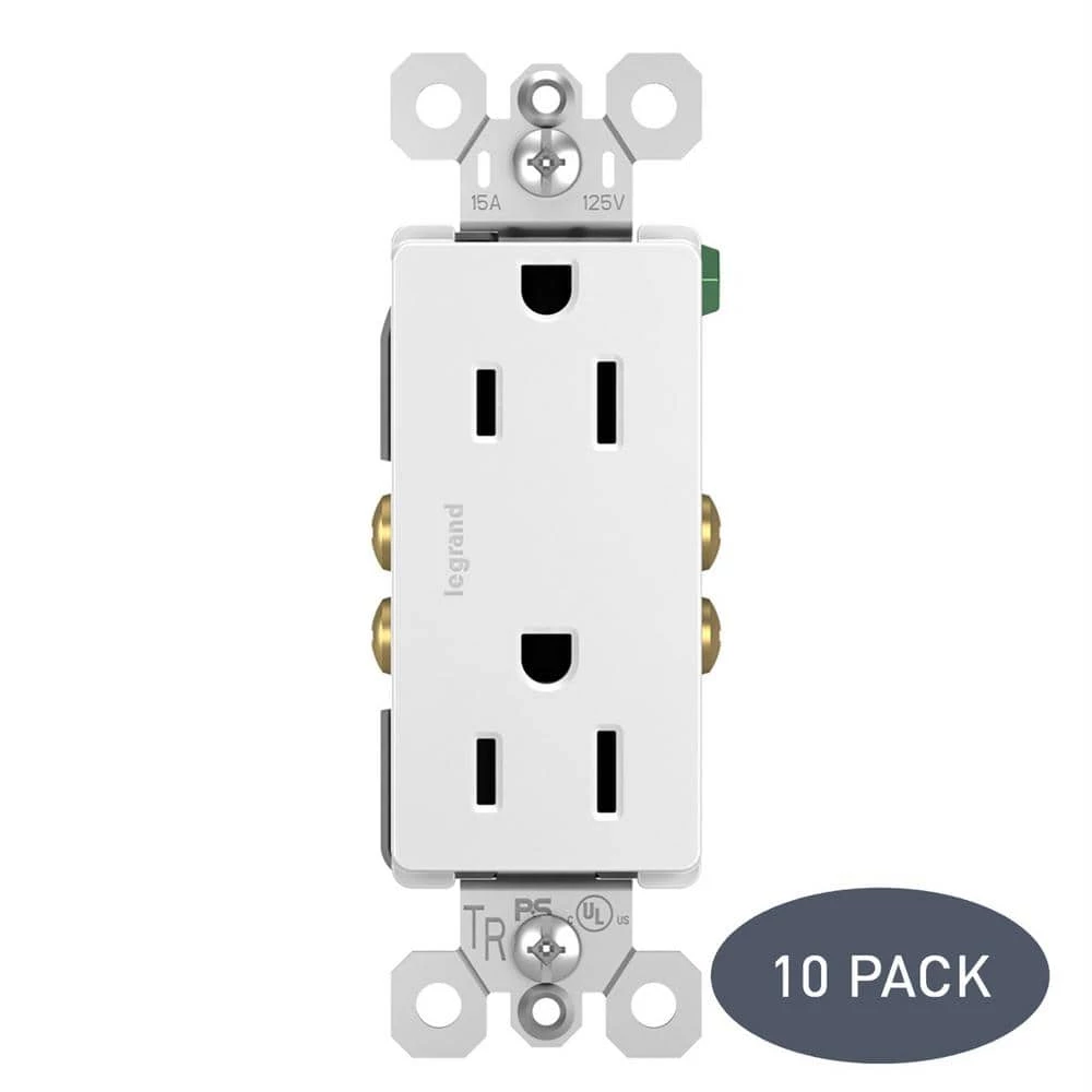 Radiant 15 Amp 125-Volt Tamper Resistant Decorator Duplex Outlet, White (10-Pack) by Legrand 3 Radiant 15 Amp 125-Volt Tamper Resistant Decorator Duplex Outlet, White (10-Pack) by Legrand