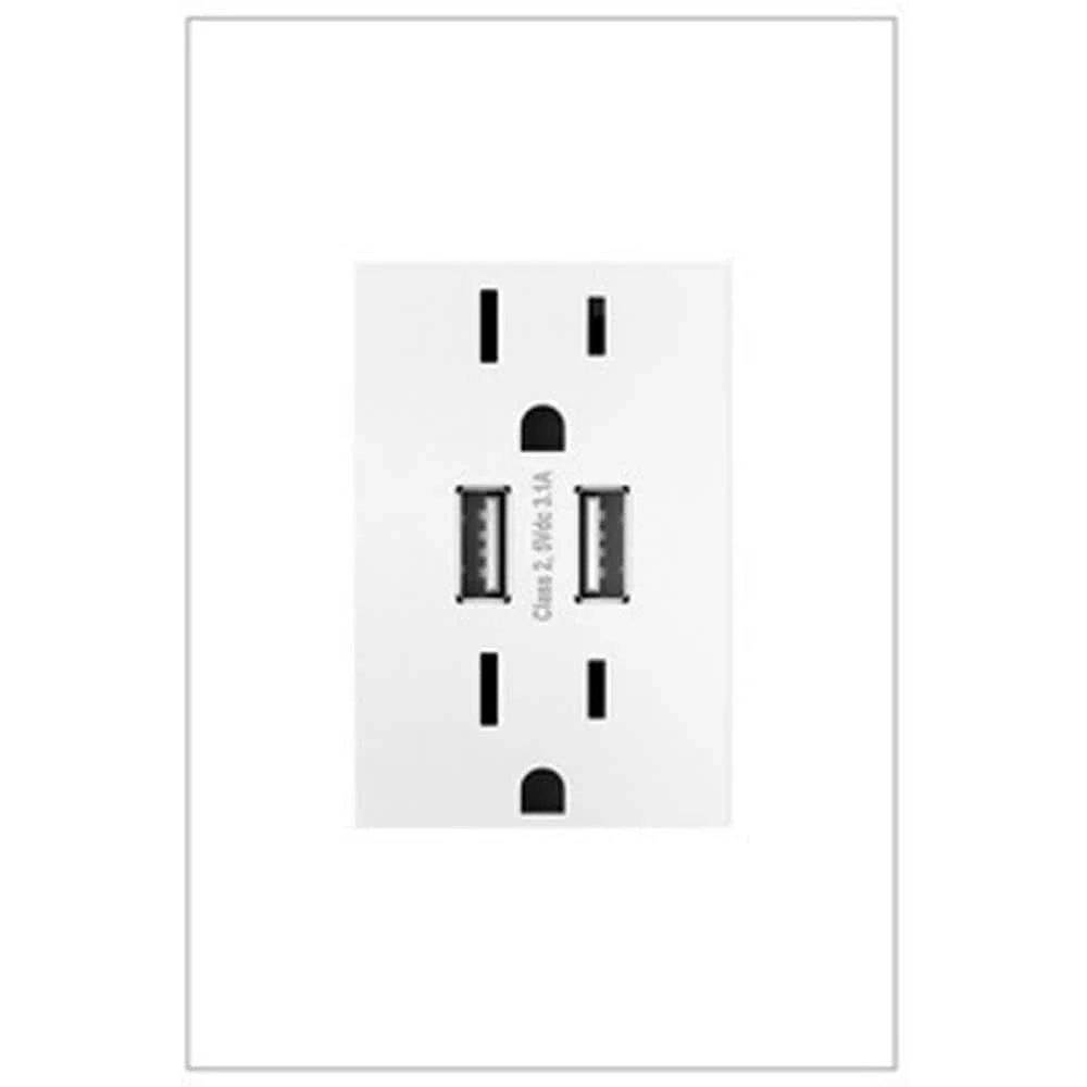 Adorne 15 Amp 125-Volt Dual USB Plus-Size Duplex Outlet, White by Legrand 3 Adorne 15 Amp 125-Volt Dual USB Plus-Size Duplex Outlet, White by Legrand