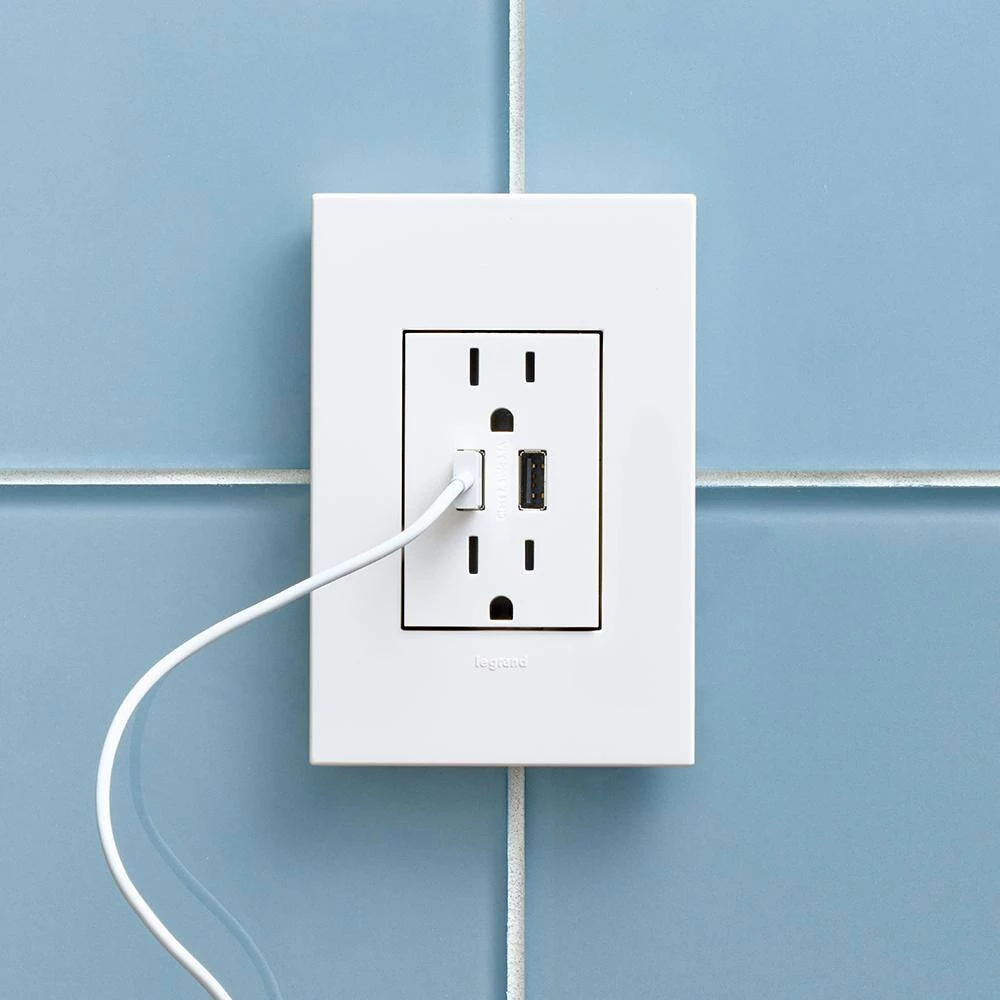 Adorne 15 Amp 125-Volt Dual USB Plus-Size Duplex Outlet, White by Legrand 4 Adorne 15 Amp 125-Volt Dual USB Plus-Size Duplex Outlet, White by Legrand - Image 2
