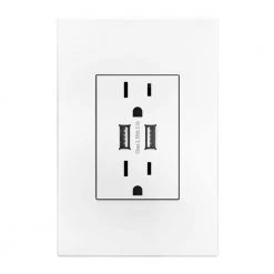 Adorne 15 Amp 125-Volt Dual USB Plus-Size Duplex Outlet with Wall Plate, White by Legrand