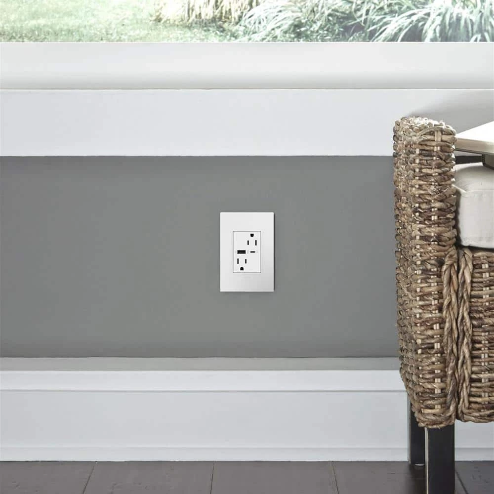 Adorne 15 Amp 120-Volt Duplex Outlet with 6.0 Amp Type A/C USB, White by Legrand 4 Adorne 15 Amp 120-Volt Duplex Outlet with 6.0 Amp Type A/C USB, White by Legrand - Image 2