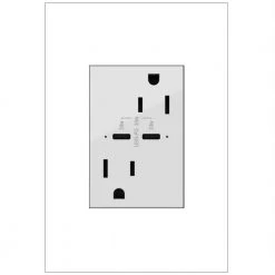 Adorne 15 Amp Tamper-Resistant Duplex Outlet with Ultra-Fast 6A PLUS 30W Power Delivery USB Type-C/C, White by Legrand