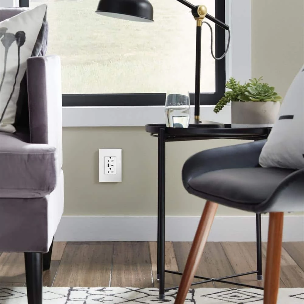Adorne 20 Amp 120-Volt Duplex Outlet with 6.0 Amp Type A/C USB, White by Legrand 5 Adorne 20 Amp 120-Volt Duplex Outlet with 6.0 Amp Type A/C USB, White by Legrand - Image 3