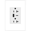 Adorne 20 Amp 120-Volt Duplex Outlet with 6.0 Amp Type A/C USB, White by Legrand