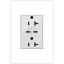 Adorne 20 Amp Tamper-Resistant Duplex Outlet with Ultra-Fast 6A PLUS 30W Power Delivery USB Type-C/C, White by Legrand