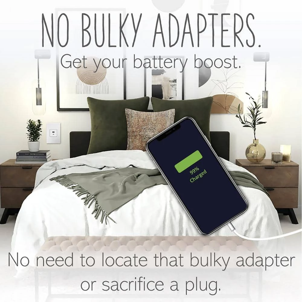 Adorne 6.0 Amp Ultra-Fast USB Type A/C Duplex Outlet, White by Legrand 7 Adorne 6.0 Amp Ultra-Fast USB Type A/C Duplex Outlet, White by Legrand - Image 5