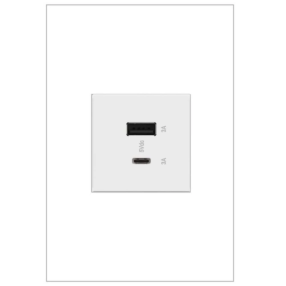 Adorne 6.0 Amp Ultra-Fast USB Type A/C Duplex Outlet, White by Legrand 3 Adorne 6.0 Amp Ultra-Fast USB Type A/C Duplex Outlet, White by Legrand